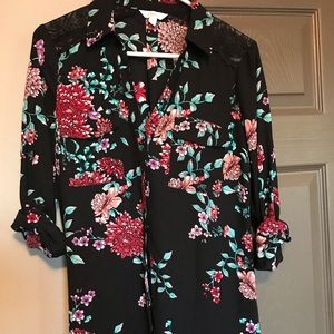 Candie’s Black Floral Shirt